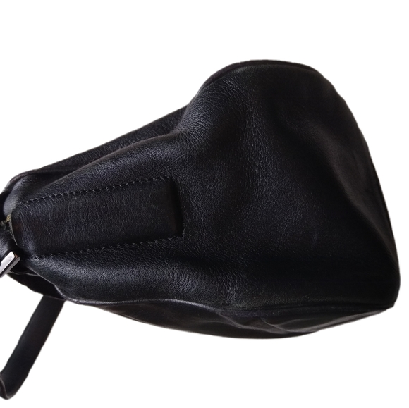 Francesco Biasia Black Leather Purse Silver Tone Hardware Y2K Handbag 90's EUC - Picture 3 of 8